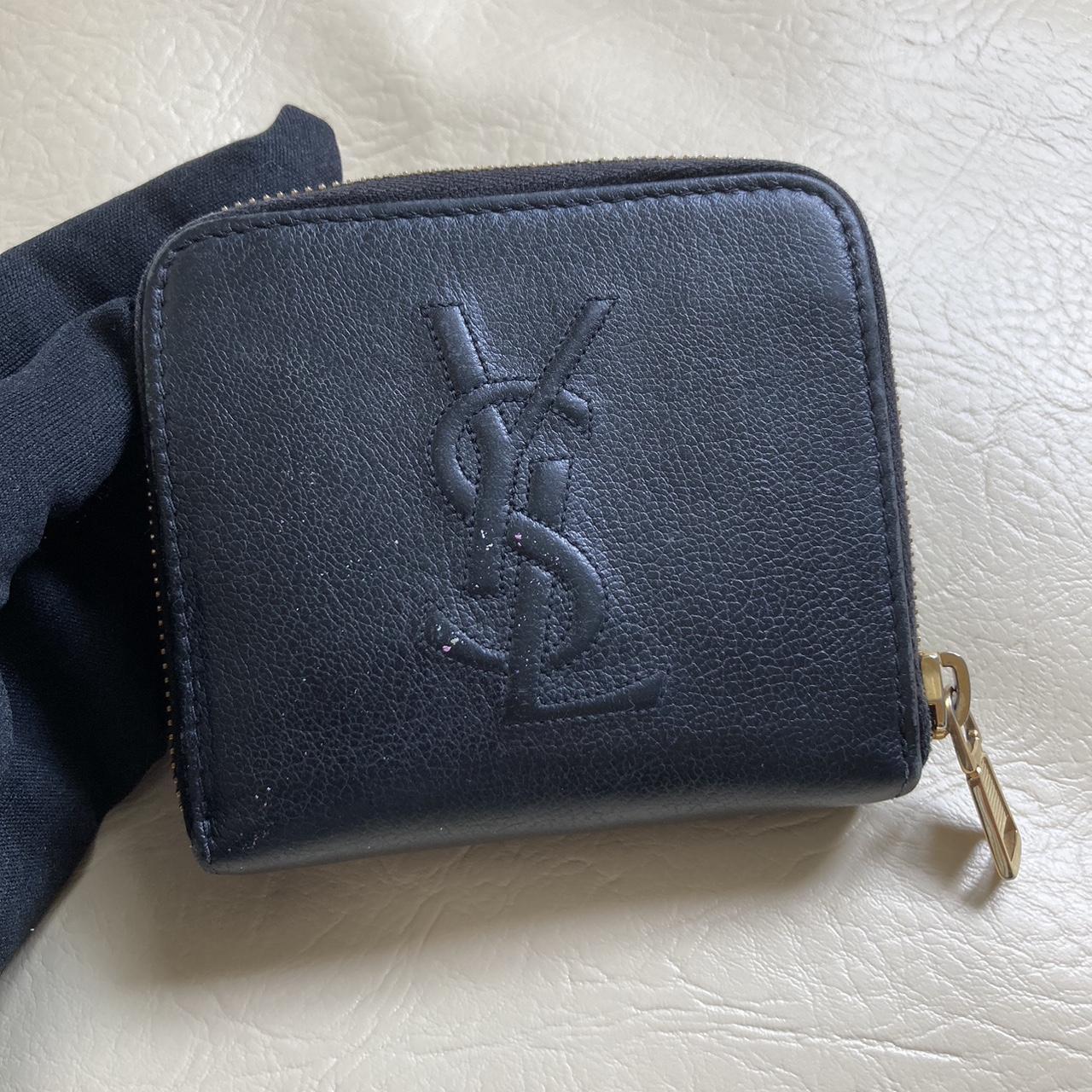 Yves Saint Laurent Bi-fold wallet. Black leather... - Depop