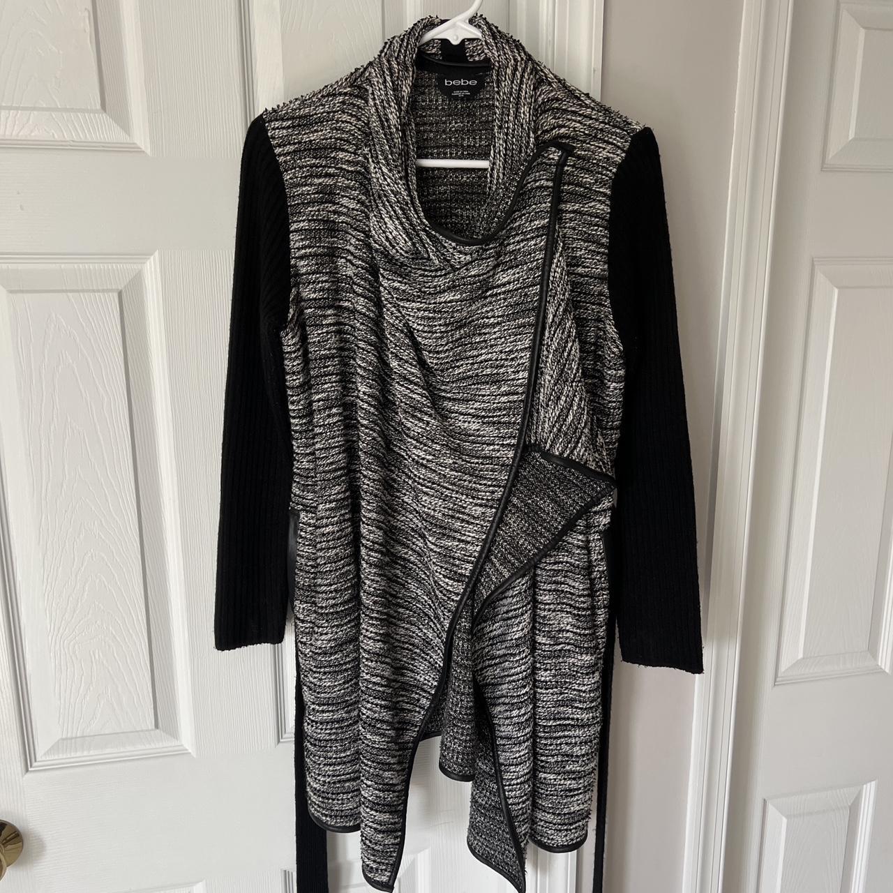 BCBG MaxAzria grey and black cardigan sweater with Depop