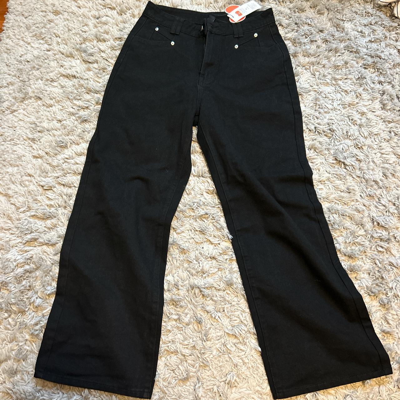 cider wide leg black pants size medium high... Depop