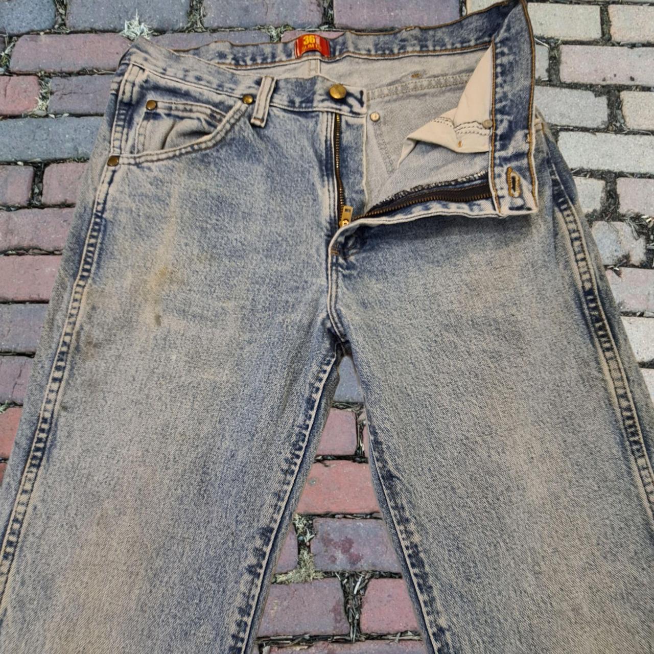 Wrangler 36MWZ Vintage Slim fit W31 L34 blue Used... - Depop