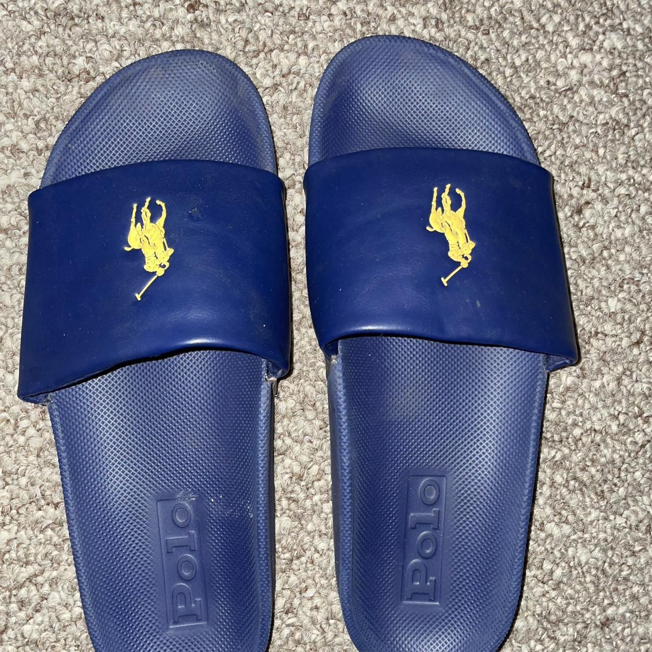 Navy Ralph Lauren Sliders - Depop