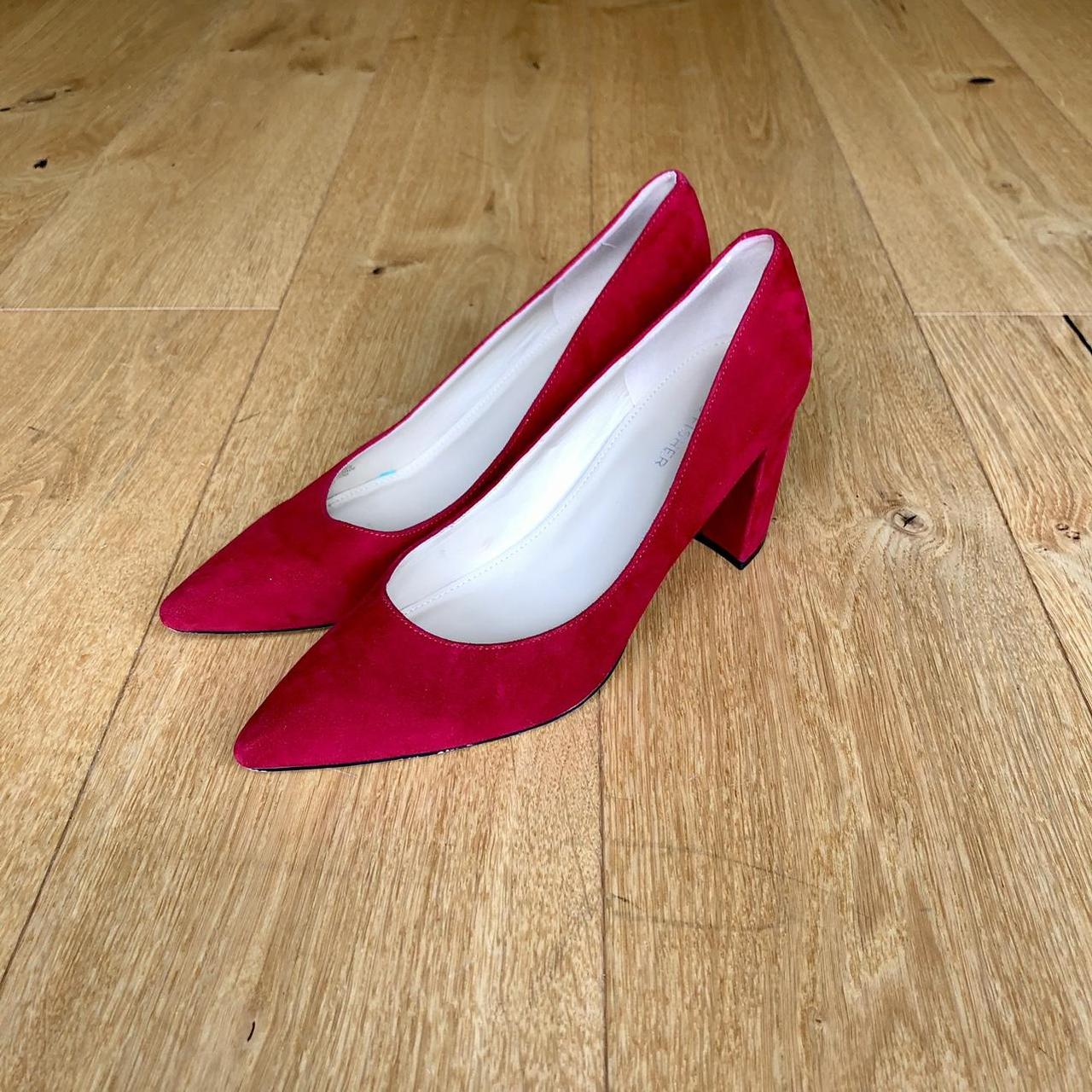 Marc Fisher Red Suede Pumps With Pointed Toe Block. Depop