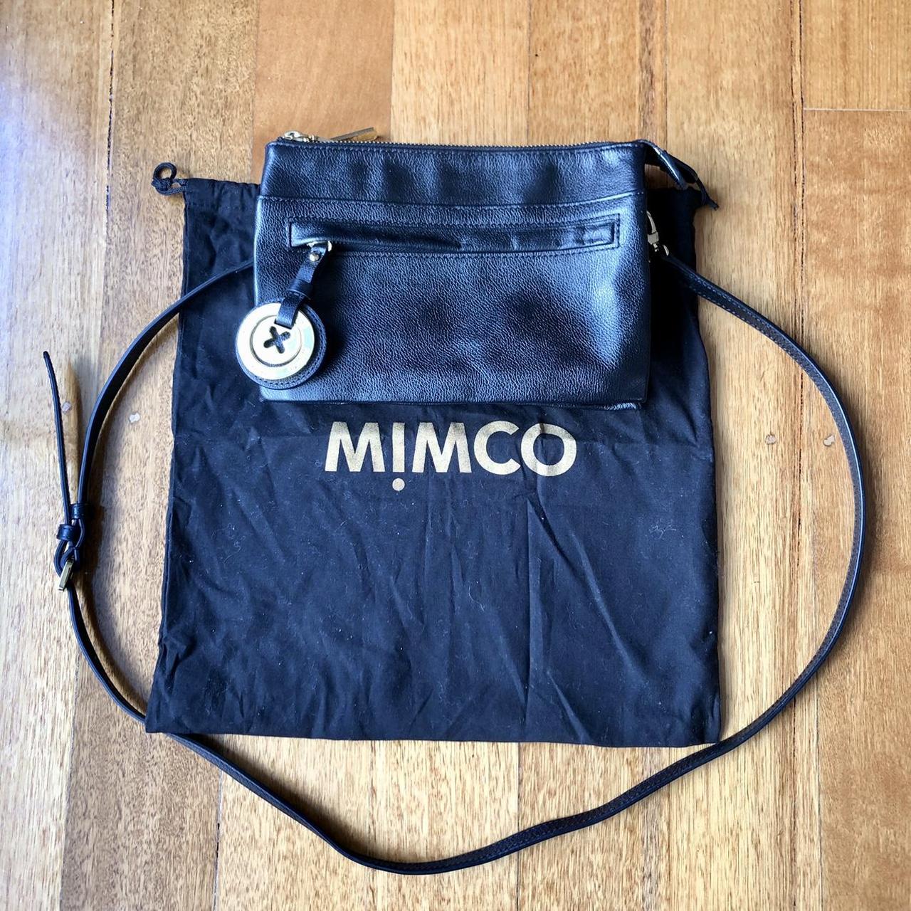Mimco Black Leather Tri-compartment Double Depop