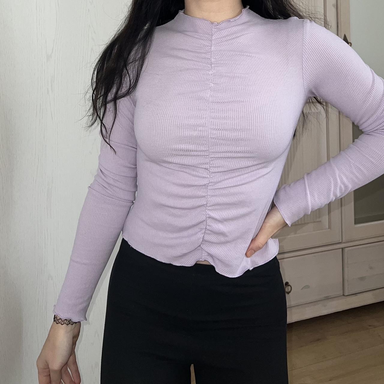 Thin stretchy Monki longsleeve light purple size XS Depop