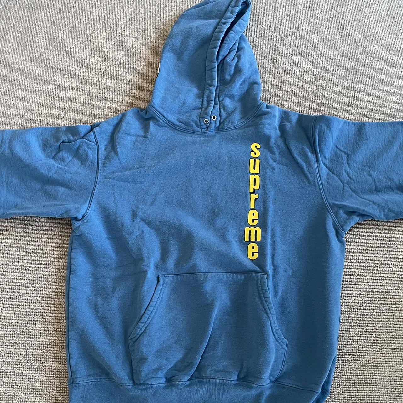 Blue and yellow online supreme hoodie