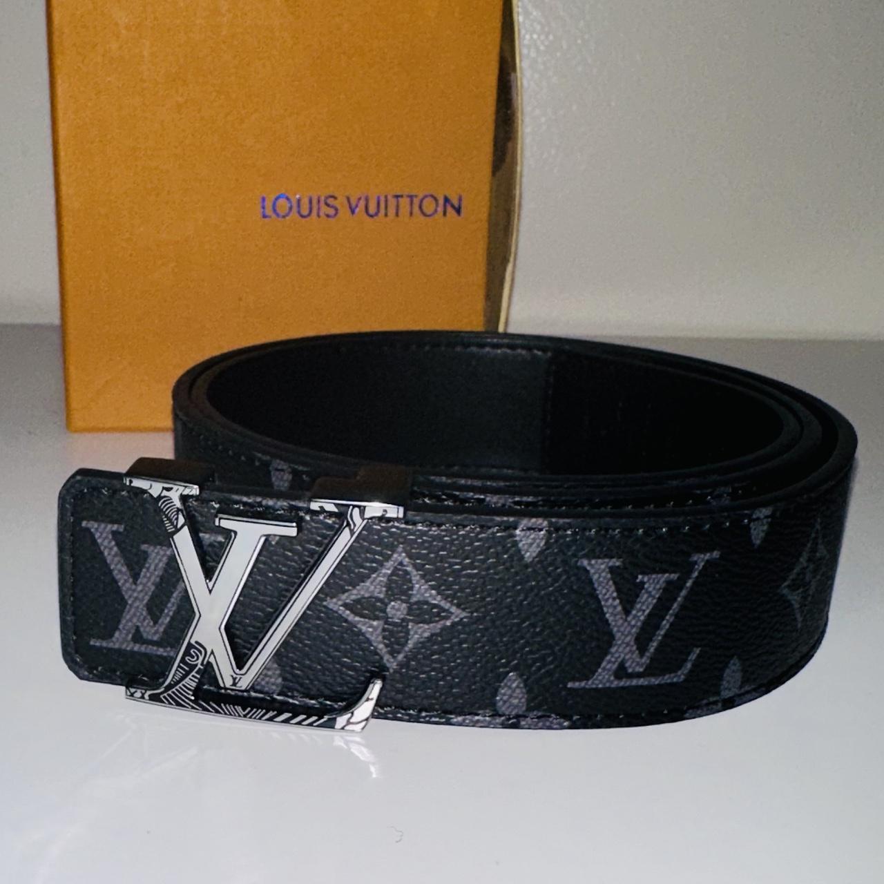 Authentic Louis Vuitton matte black leather belt. - Depop