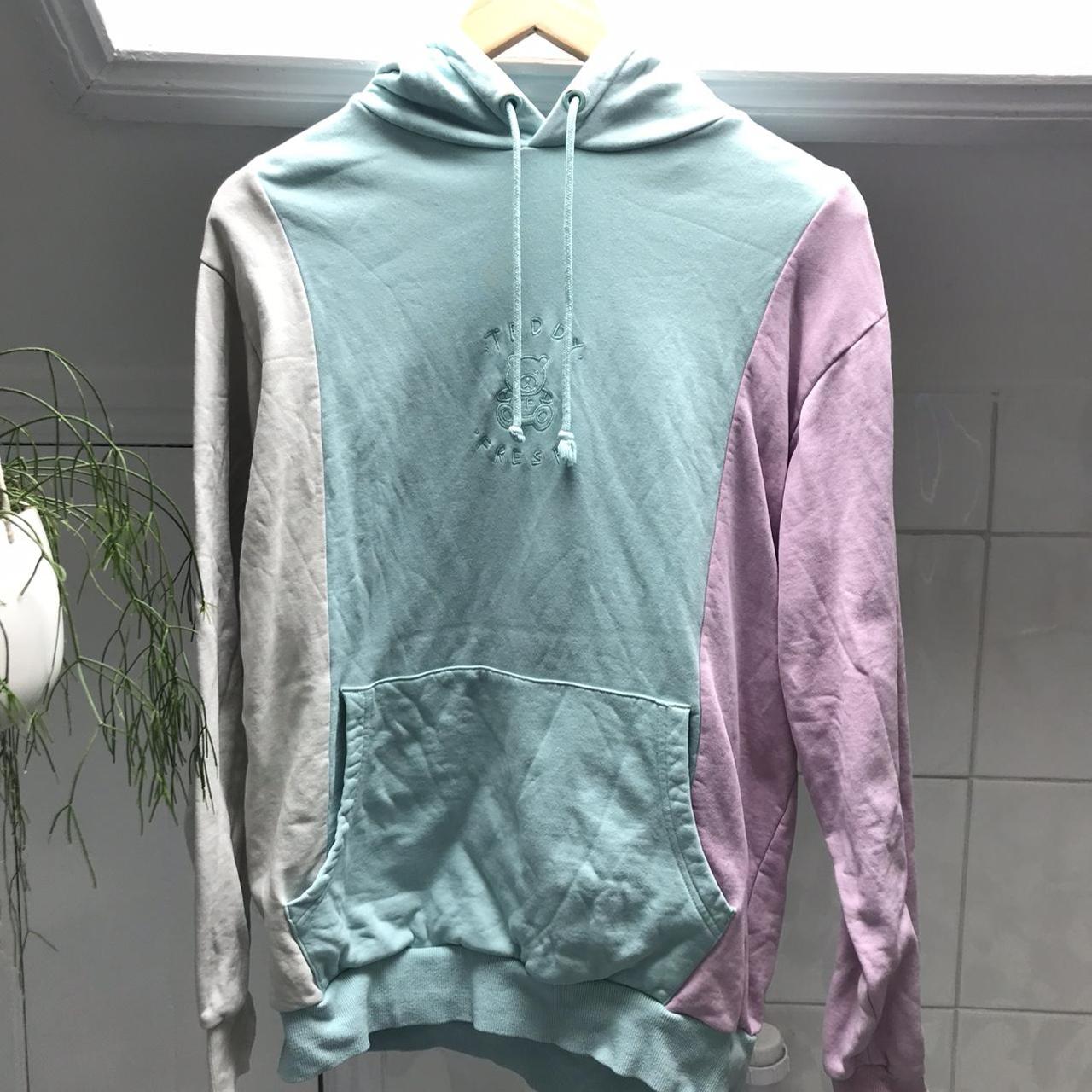 Teddy Fresh pastel colour block hoodie, size medium... Depop