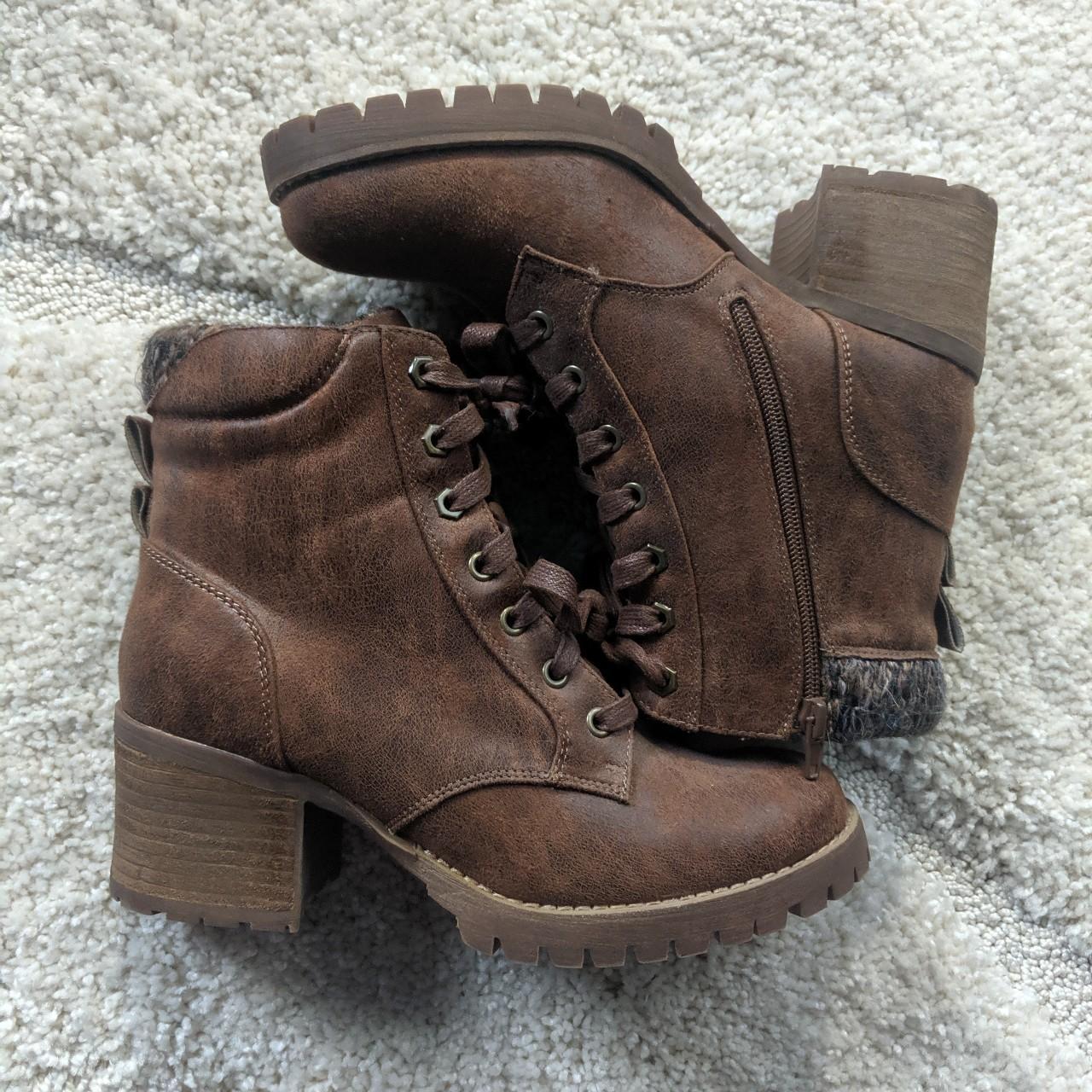 Brown leather lace up ankle boots Brand is. Depop