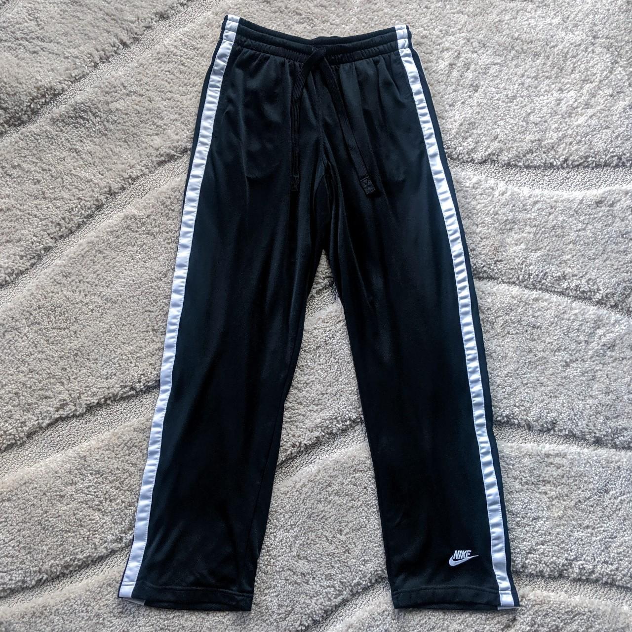 Nike black athletic pants Mesh fabric with two white... - Depop