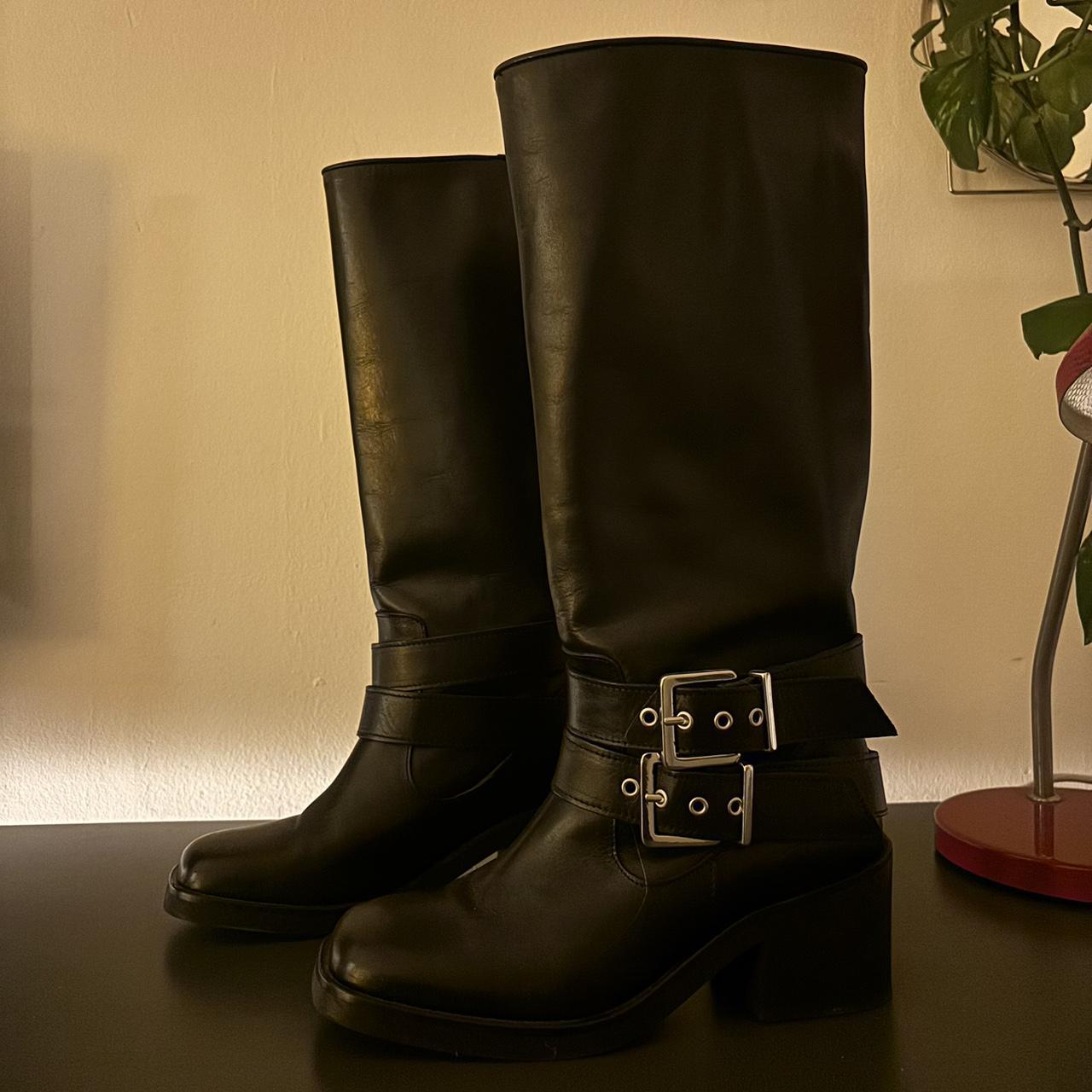 Biker mid calf leather boots from Other