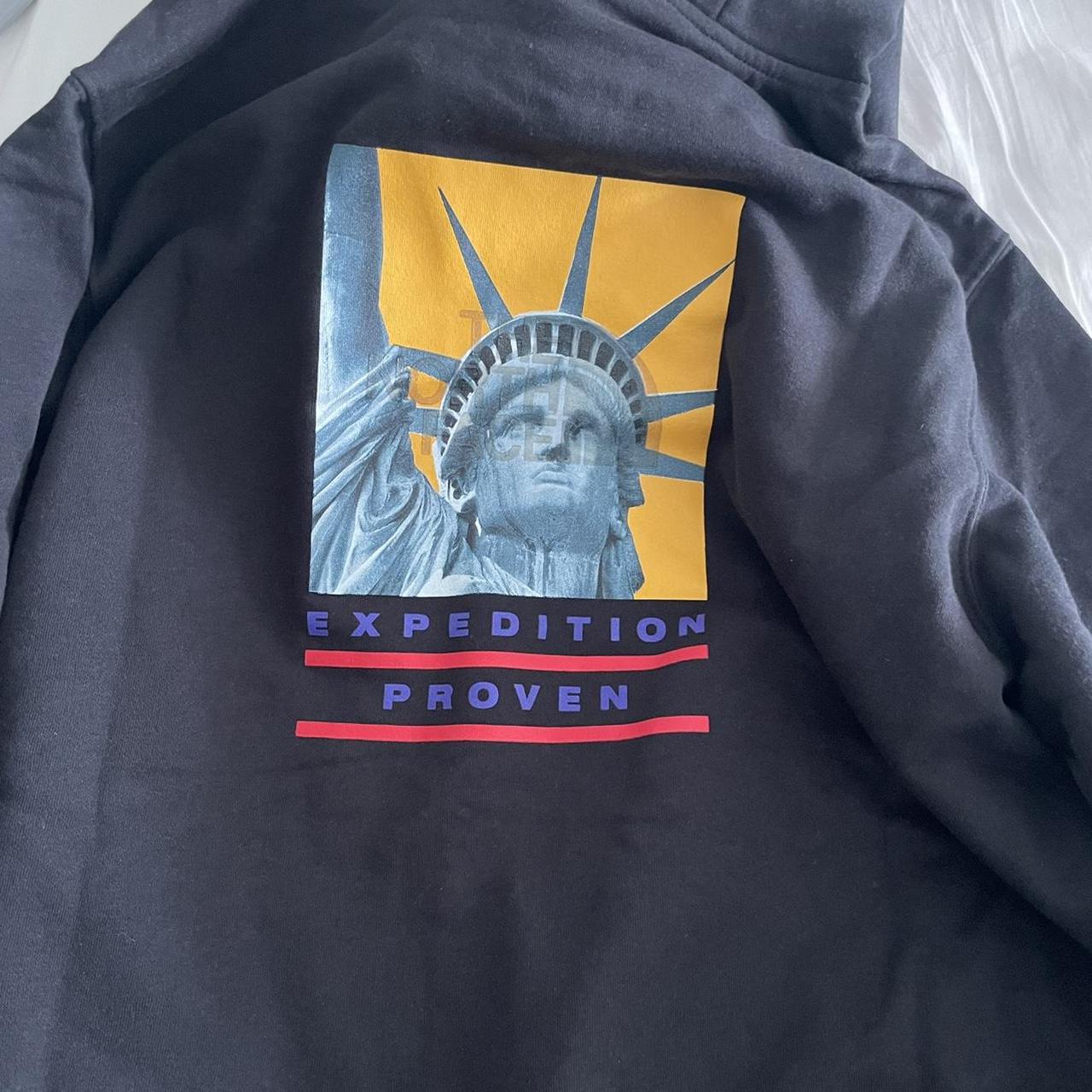 Supreme the north face statue hot sale of liberty hooded sweatshirt black