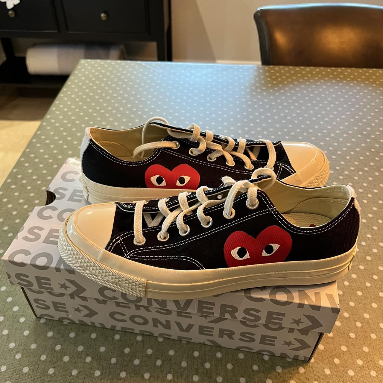 CDG converse low size 8 - open to offers Like new... - Depop