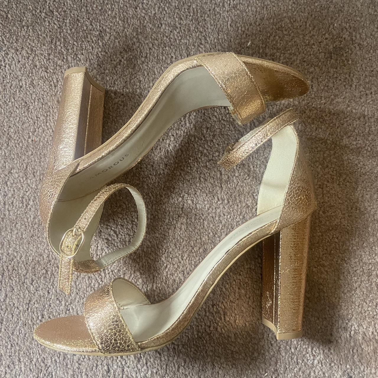 Rose gold heeled sandals Size 6 Wide fit Hardly... Depop