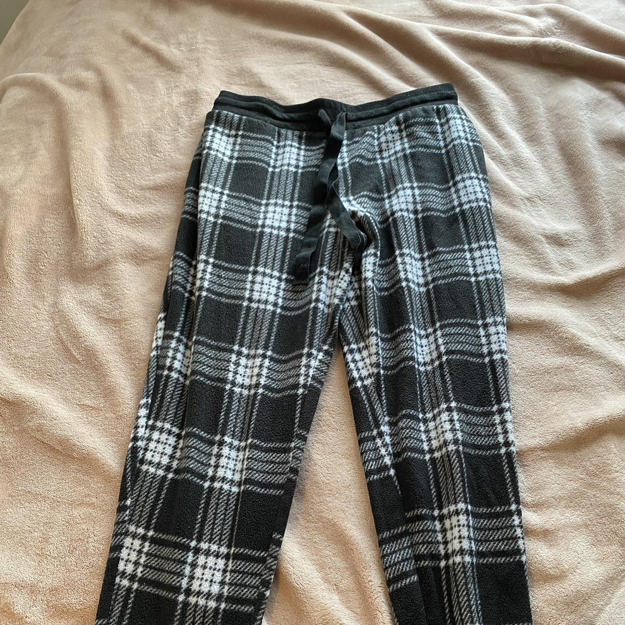 Black and white fleece pajama pants! Originally from... - Depop