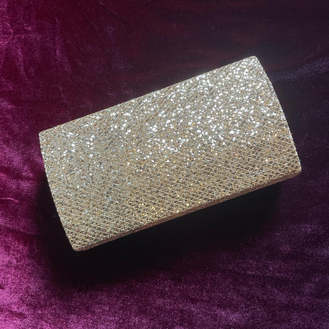 Victorias Secret Clutch Metallic Glitter Silver Gold - Depop