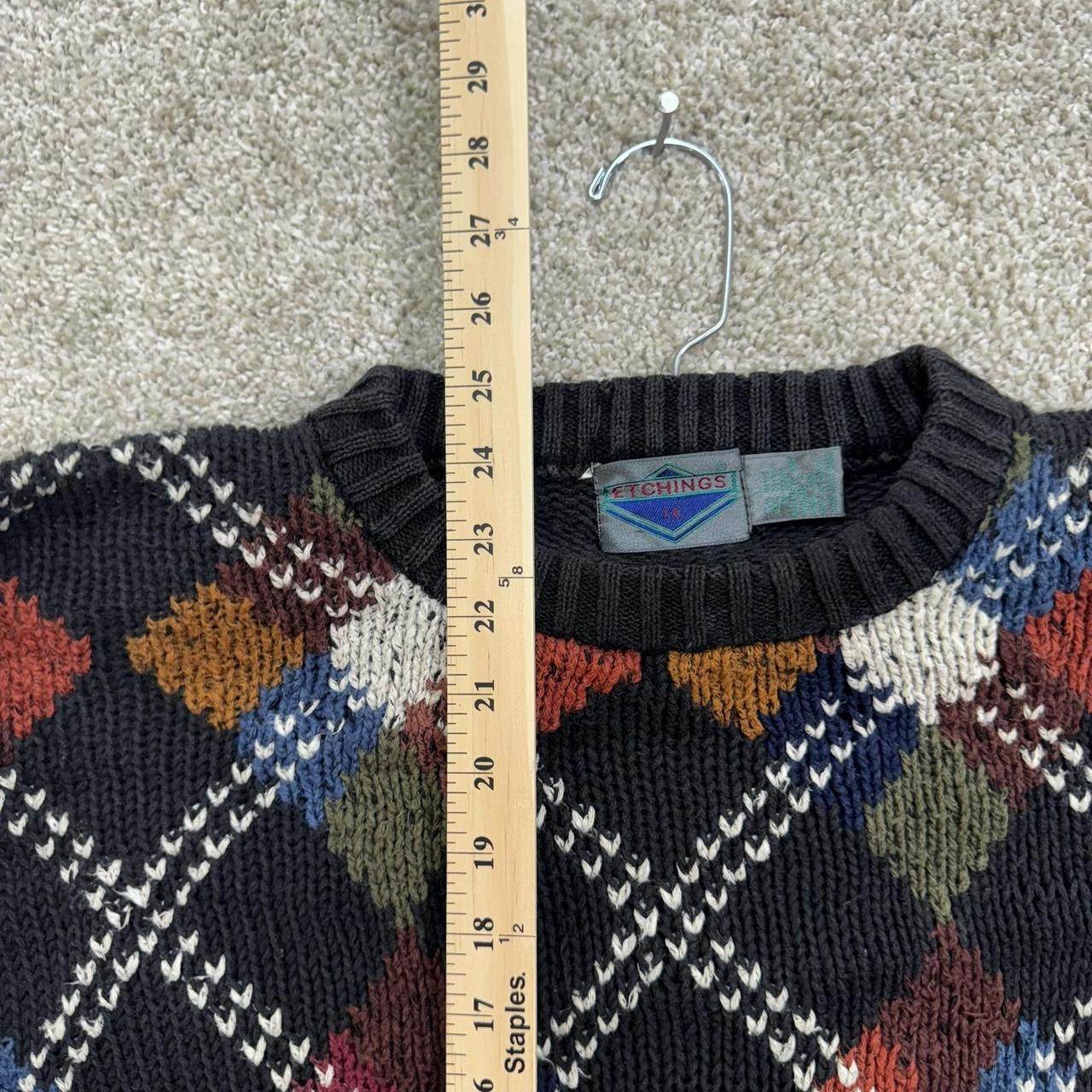 Vintage Men's Sweater - Black/Multi - L – Etching… - image 3