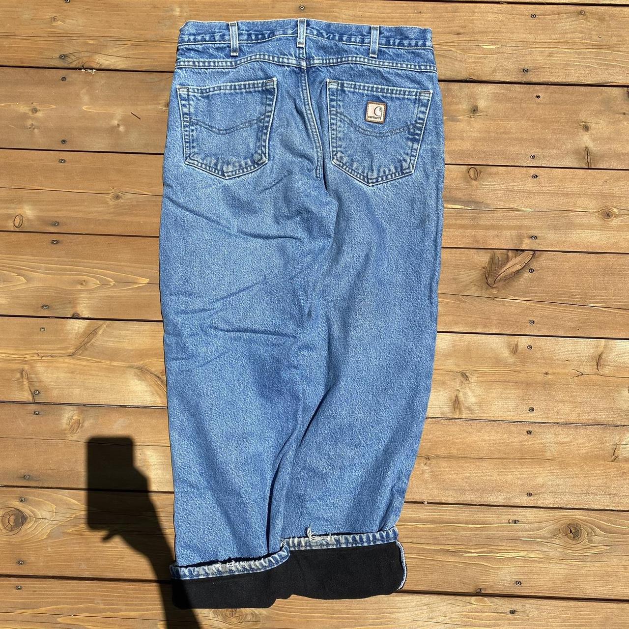 Y2K Carhartt Fleece Lined Jeans Size 34x30 Great... - Depop