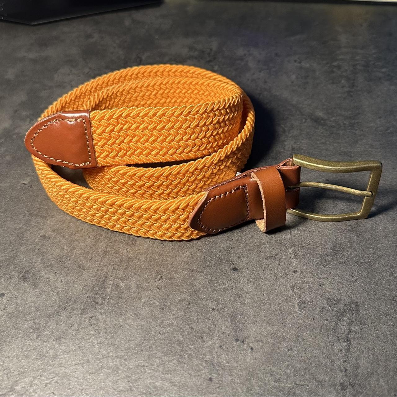 Leather Braided Belt - Orange