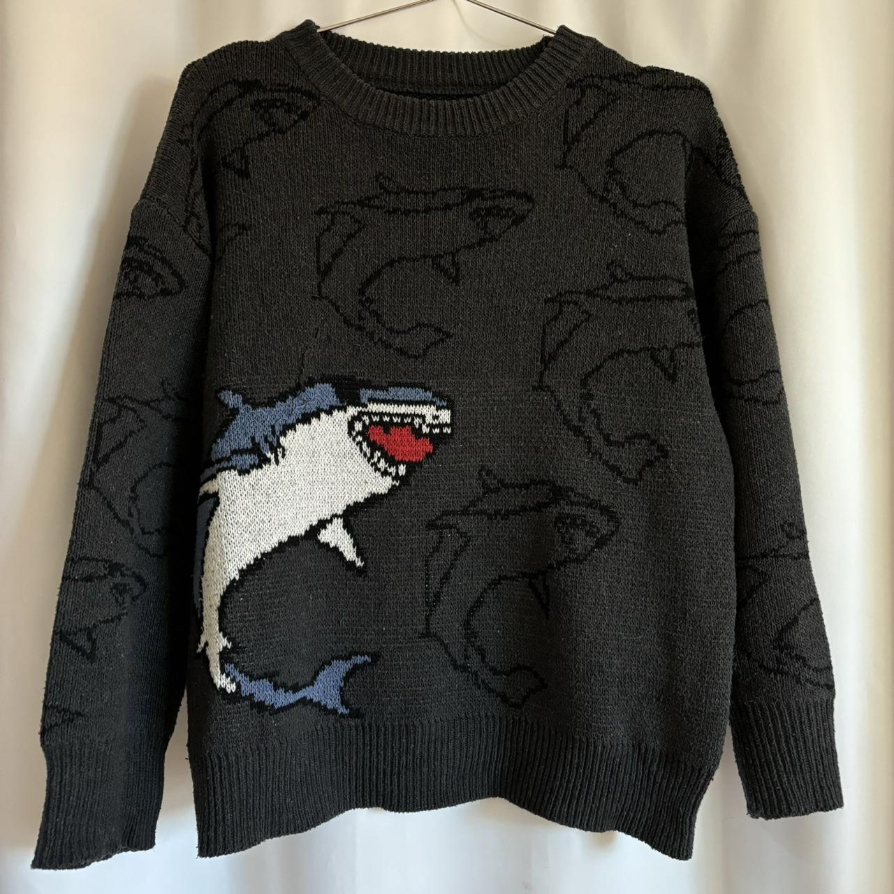 Gray Shark Sweater with Colored Shark No brand,... - Depop