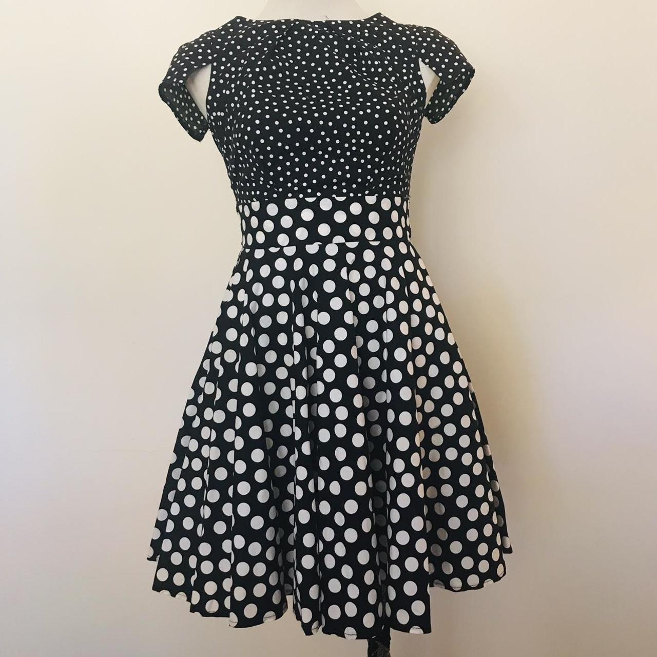 Women's Navy and White Dress | Depop