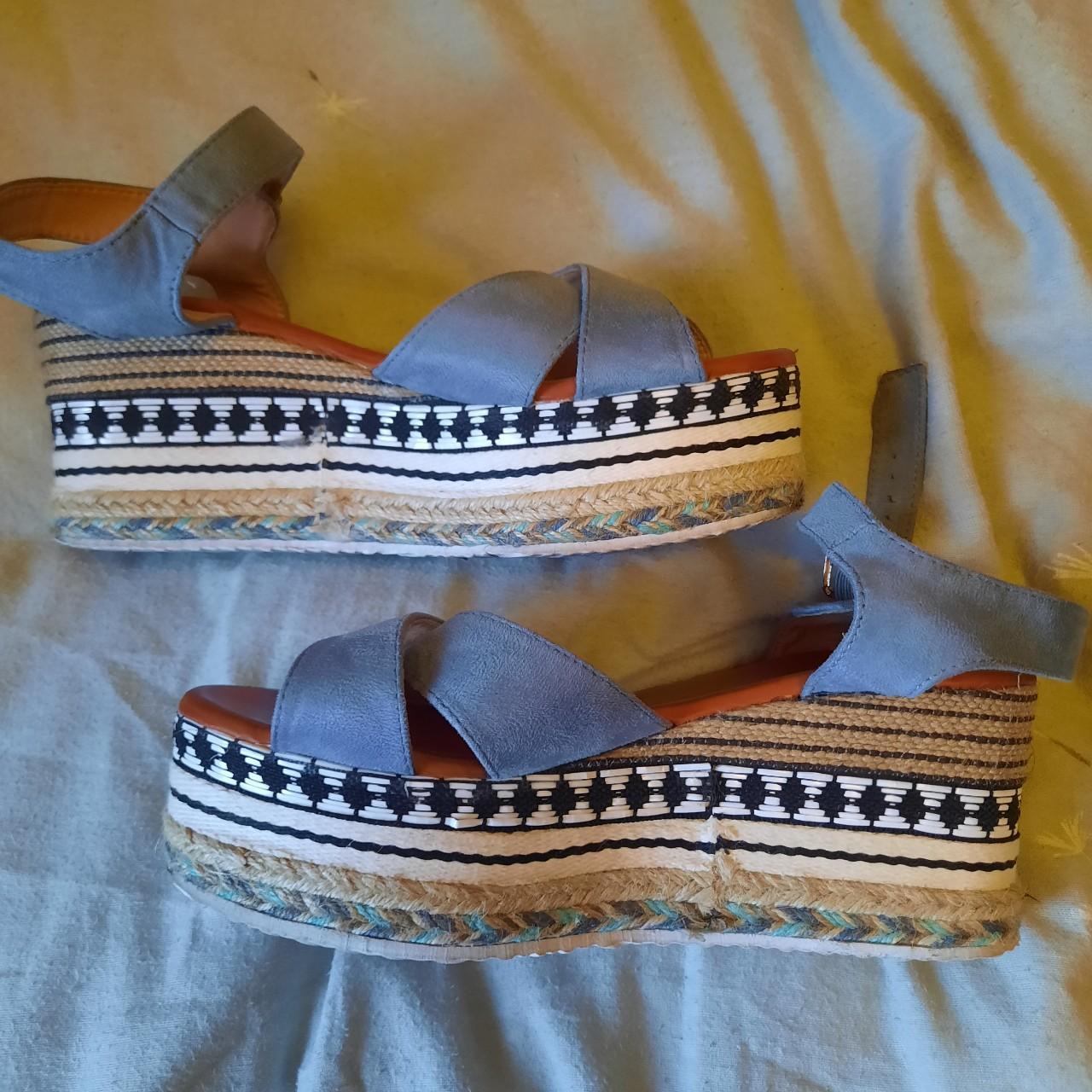Women's Blue and White Sandals Depop