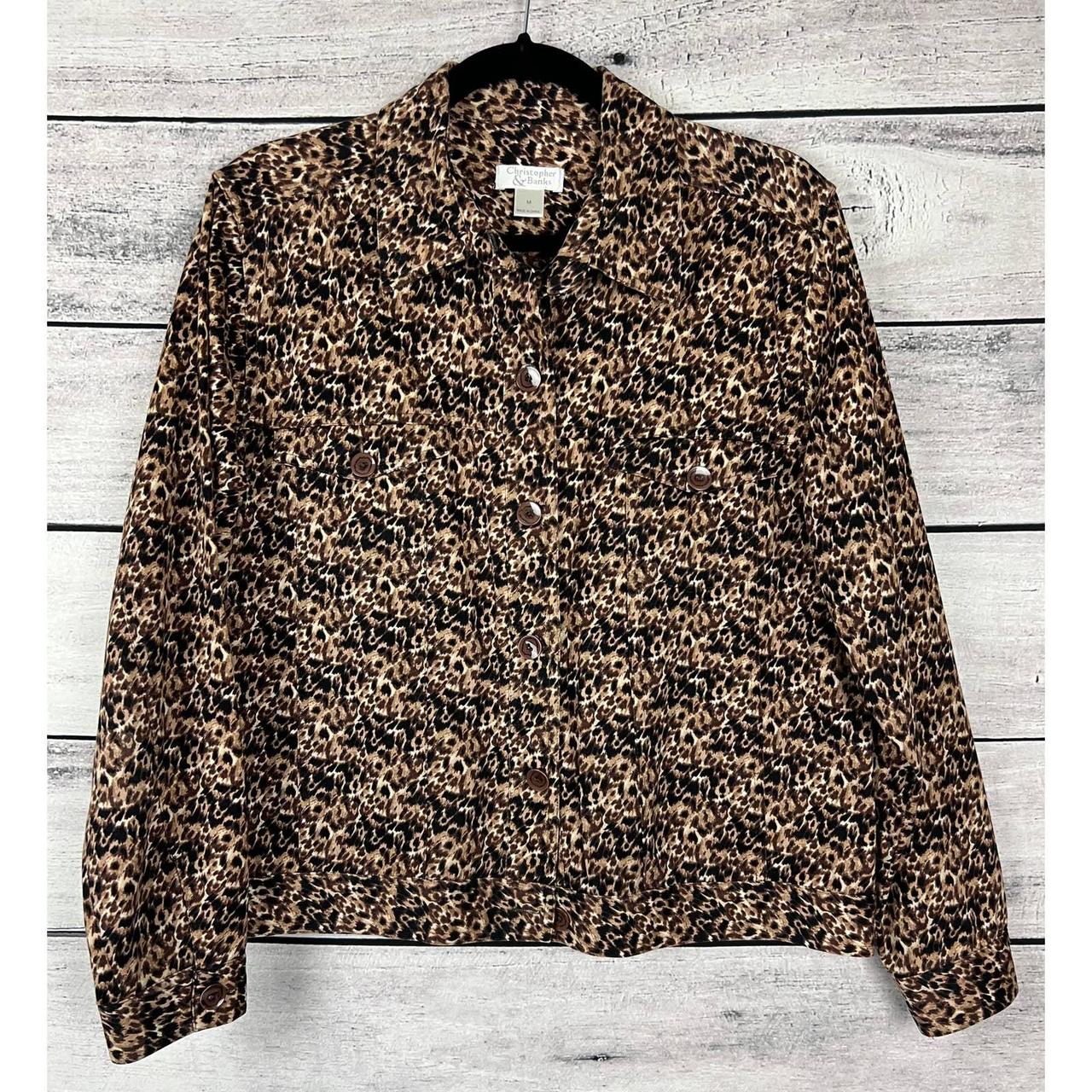 Ladies Christopher & Banks Leopard Print Button Up... - Depop