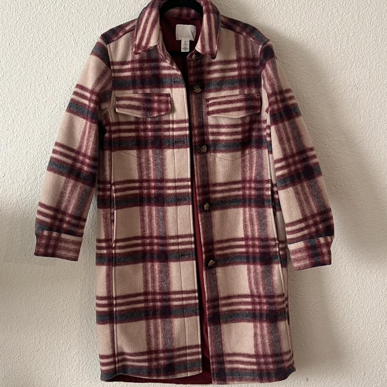 H&m plaid trench on sale coat