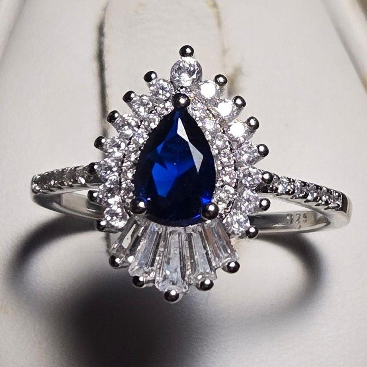 Source Unknown Women's Ring - Blue/White – Sterli… - image 1