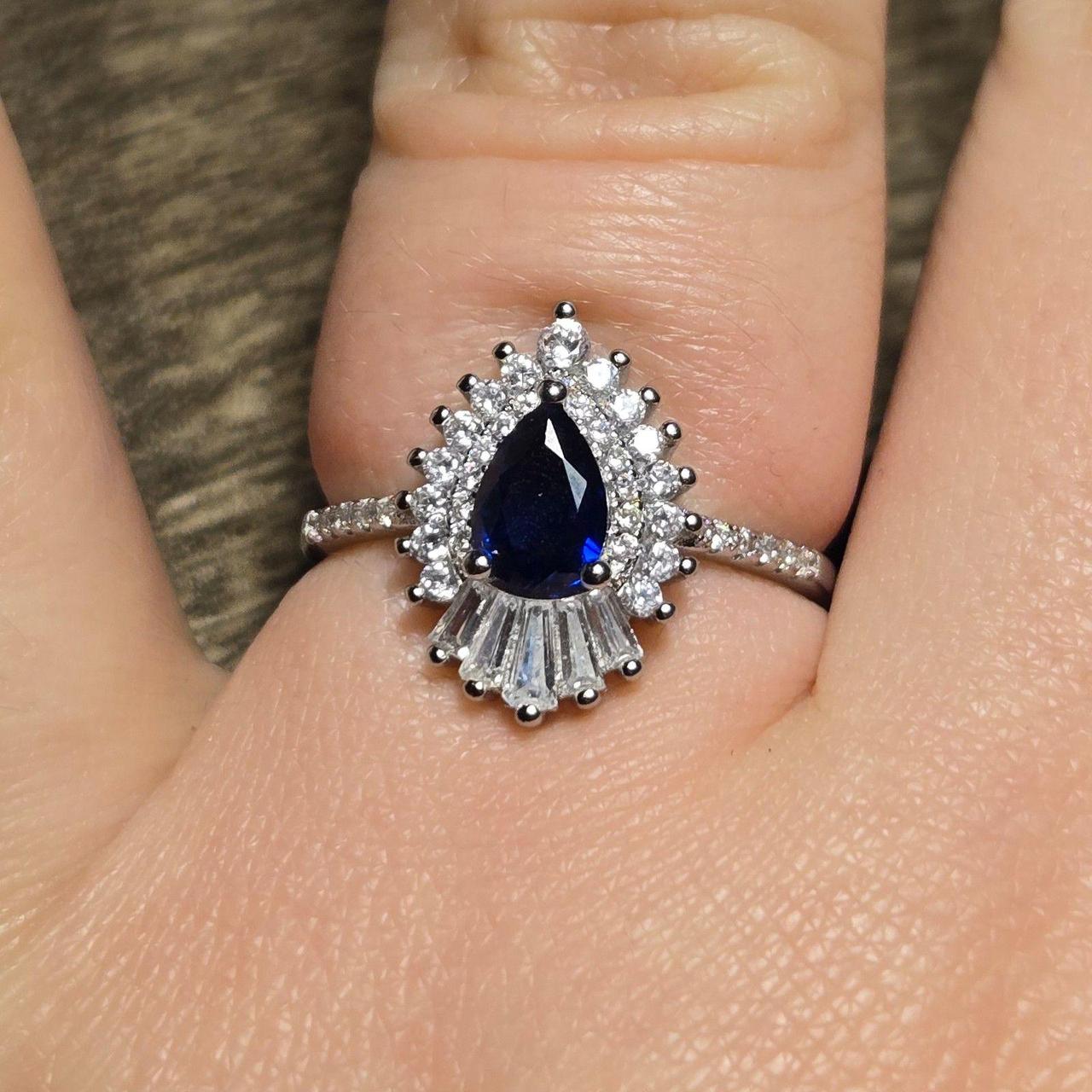 Source Unknown Women's Ring - Blue/White – Sterli… - image 4