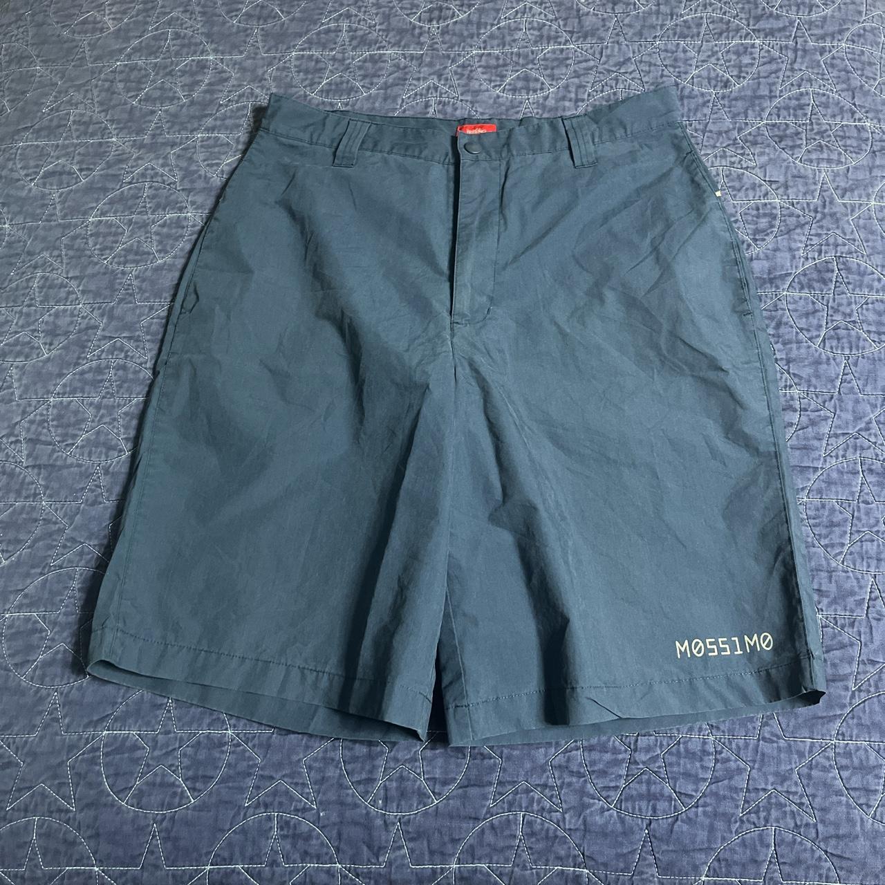 Y2k baggy mossimo polyester shorts with cool back... - Depop