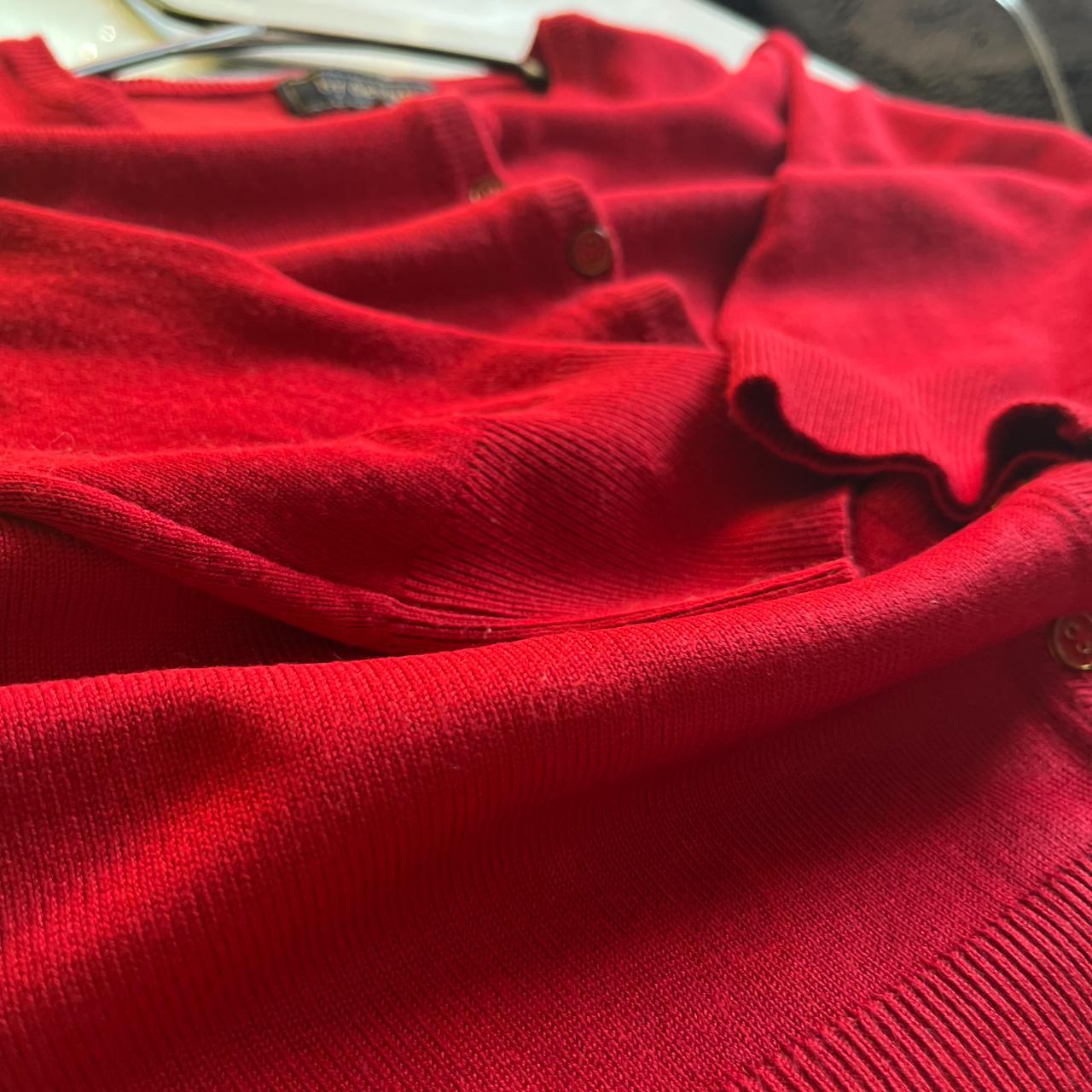 Never worn: Red Classic Rayon Cardigan. Size:... - Depop