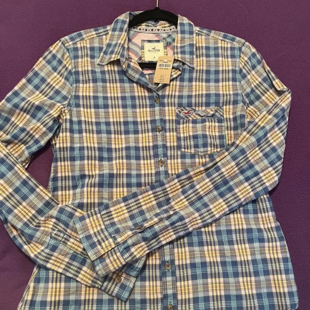 Hollister check button down shirt Never worn - Depop