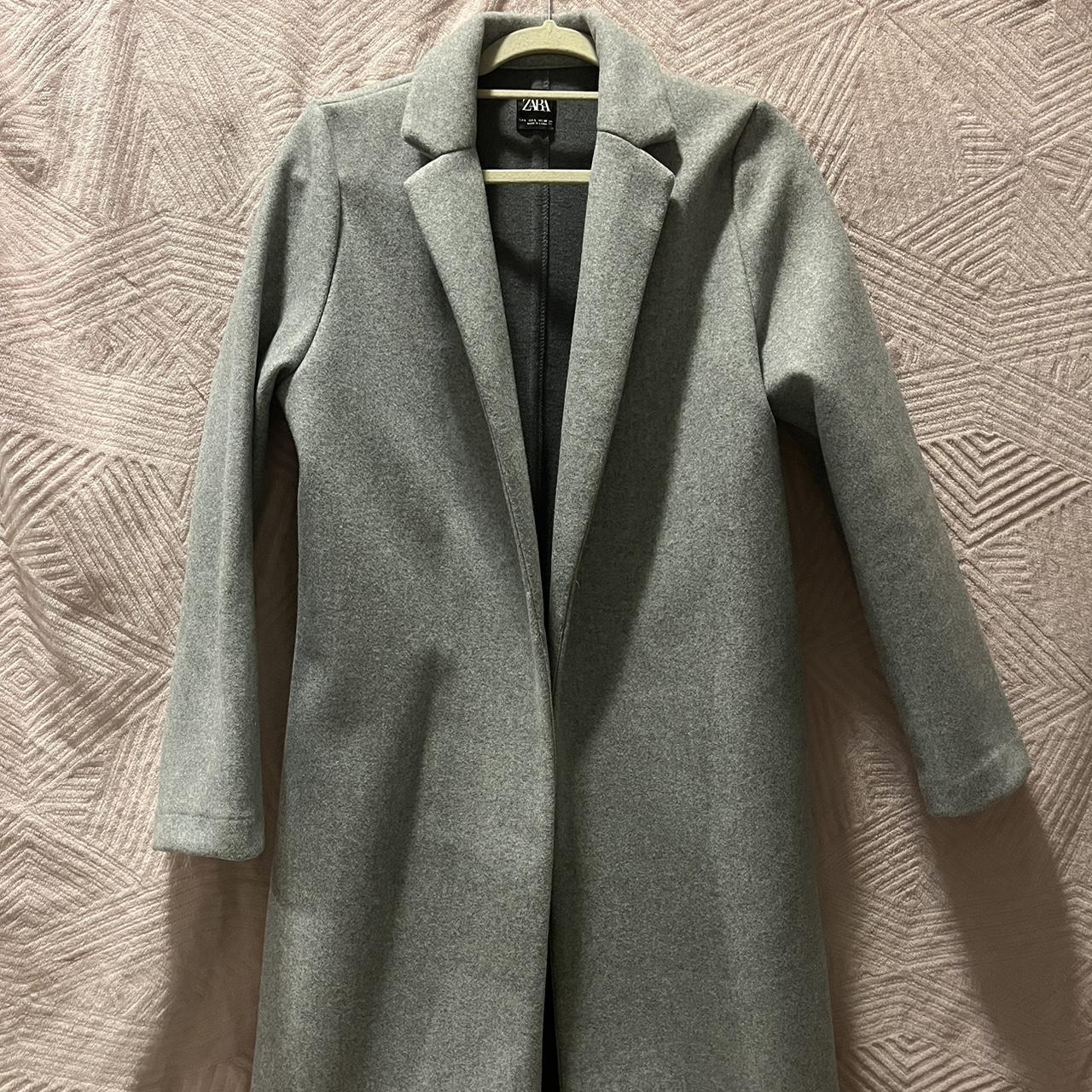 Zara light grey long coat winterbasics fallbasics... Depop