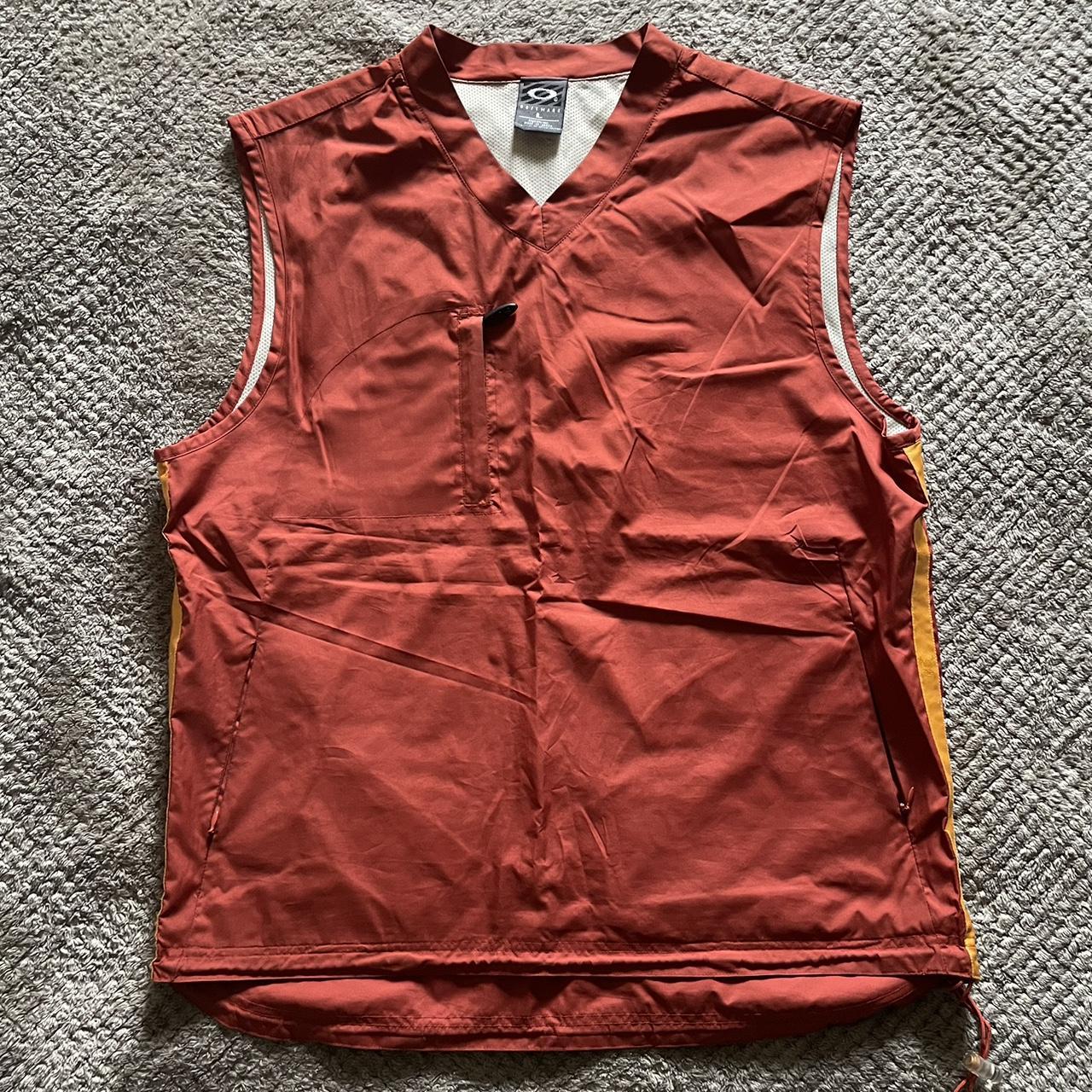 Vintage Oakley Orange Windbreaker Vest Size:... - Depop