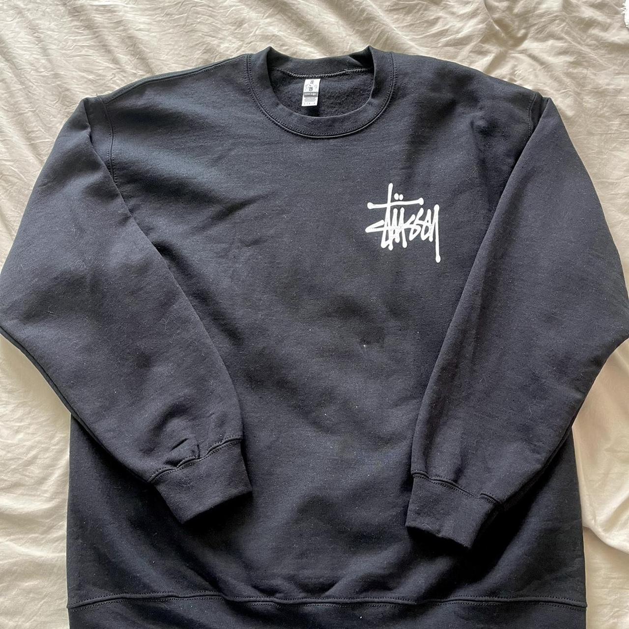 Gildan Black Crewneck Fake Stussy Brand New from Etsy - Depop