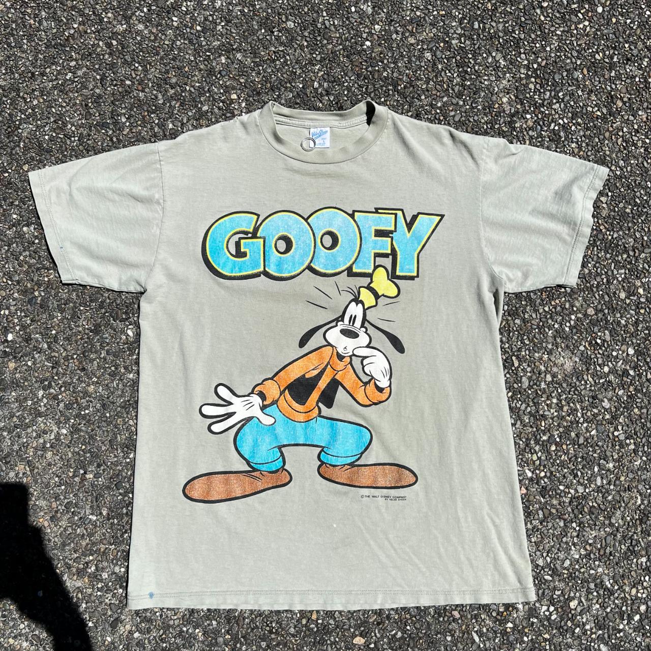 Vintage 90s Disney Goofy Sage Green T-shirt Tagged... - Depop