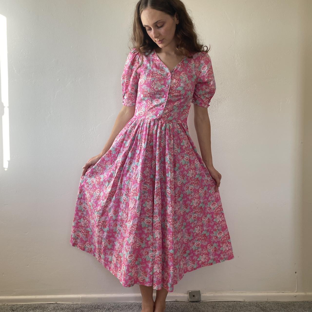 Floral Maxi Puff Sleeve Vestido Floral Vintage Vintage 80s Laura
