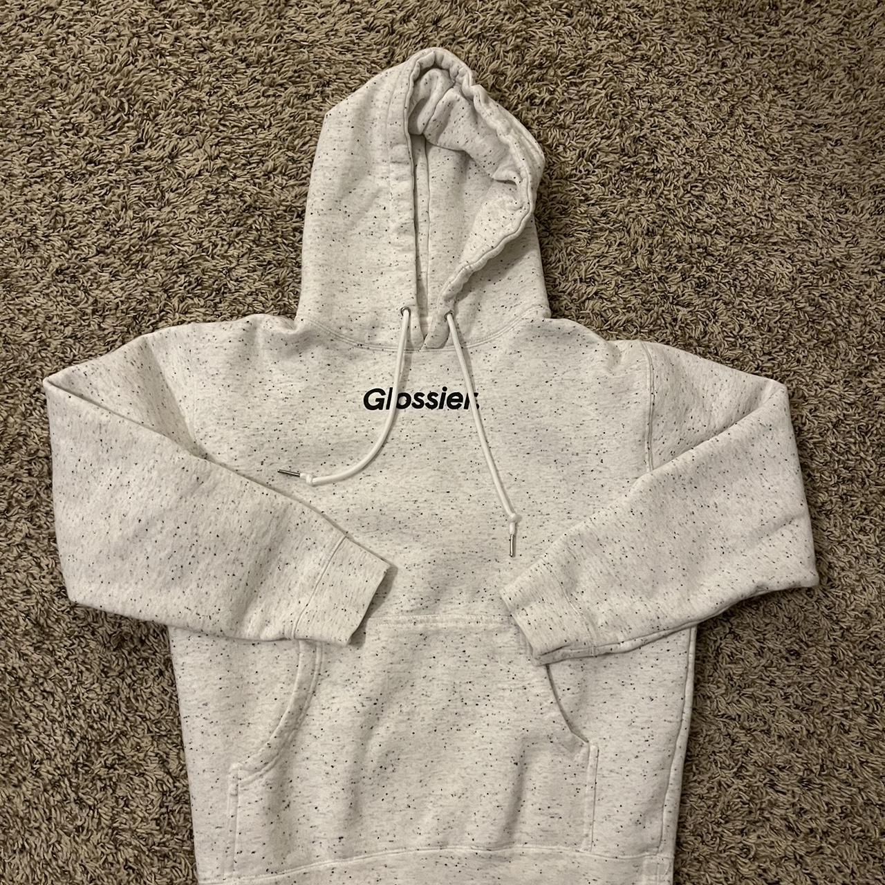 Glossier Women's Black and White Hoodie | Depop