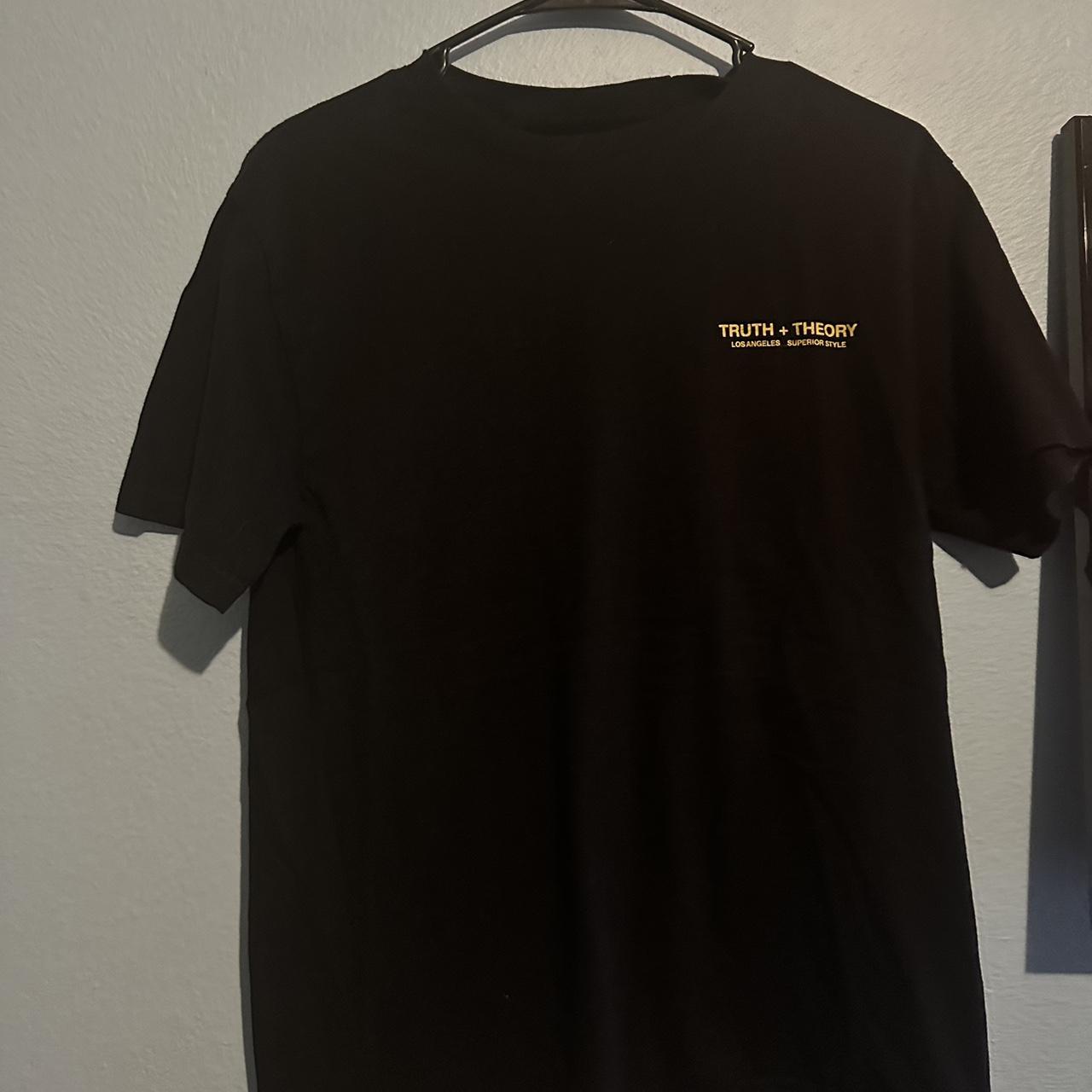 Black Truth and Theory t-shirt with back graphic - Depop