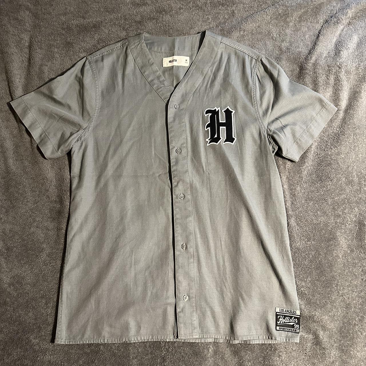Hollister California spliced jersey hooded insert baseball shirt in  black/grey