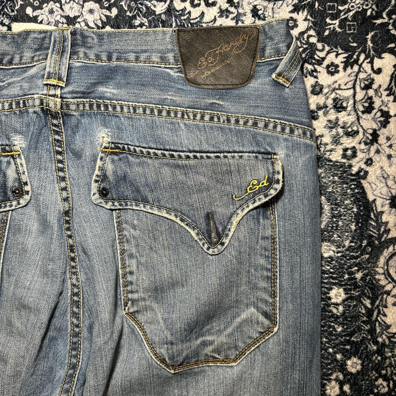 Vintage baggy Ed Hardy jeans size 36 / 32 fits... - Depop