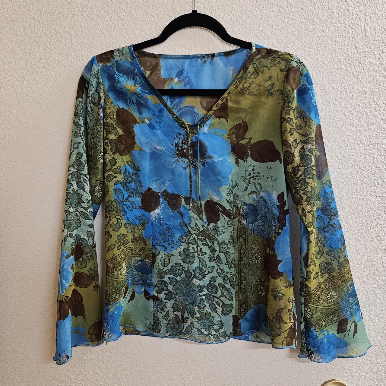 Sheer Floral Fairy Core Blouse This blouse is in... - Depop