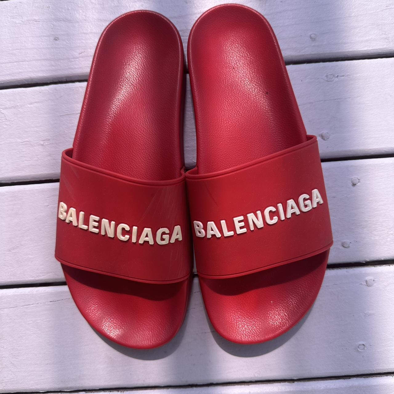 Balenciaga red slides hotsell