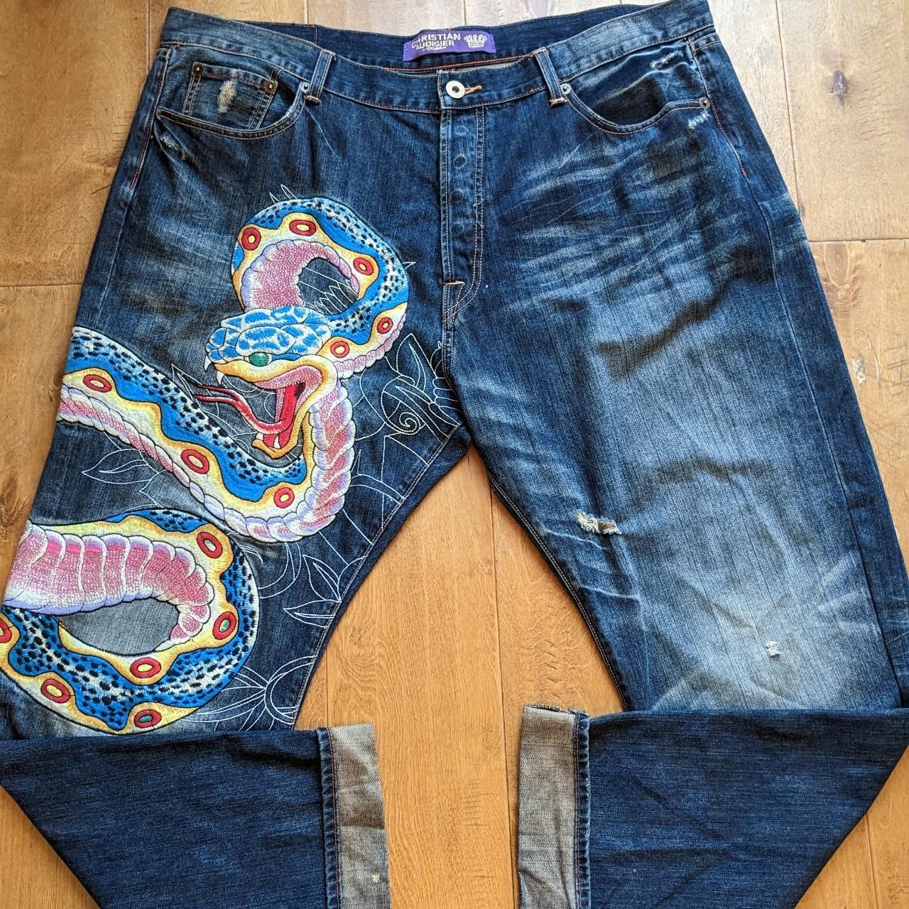 Vintage Ed Hardy jeans 2000s y2k floral skull Depop