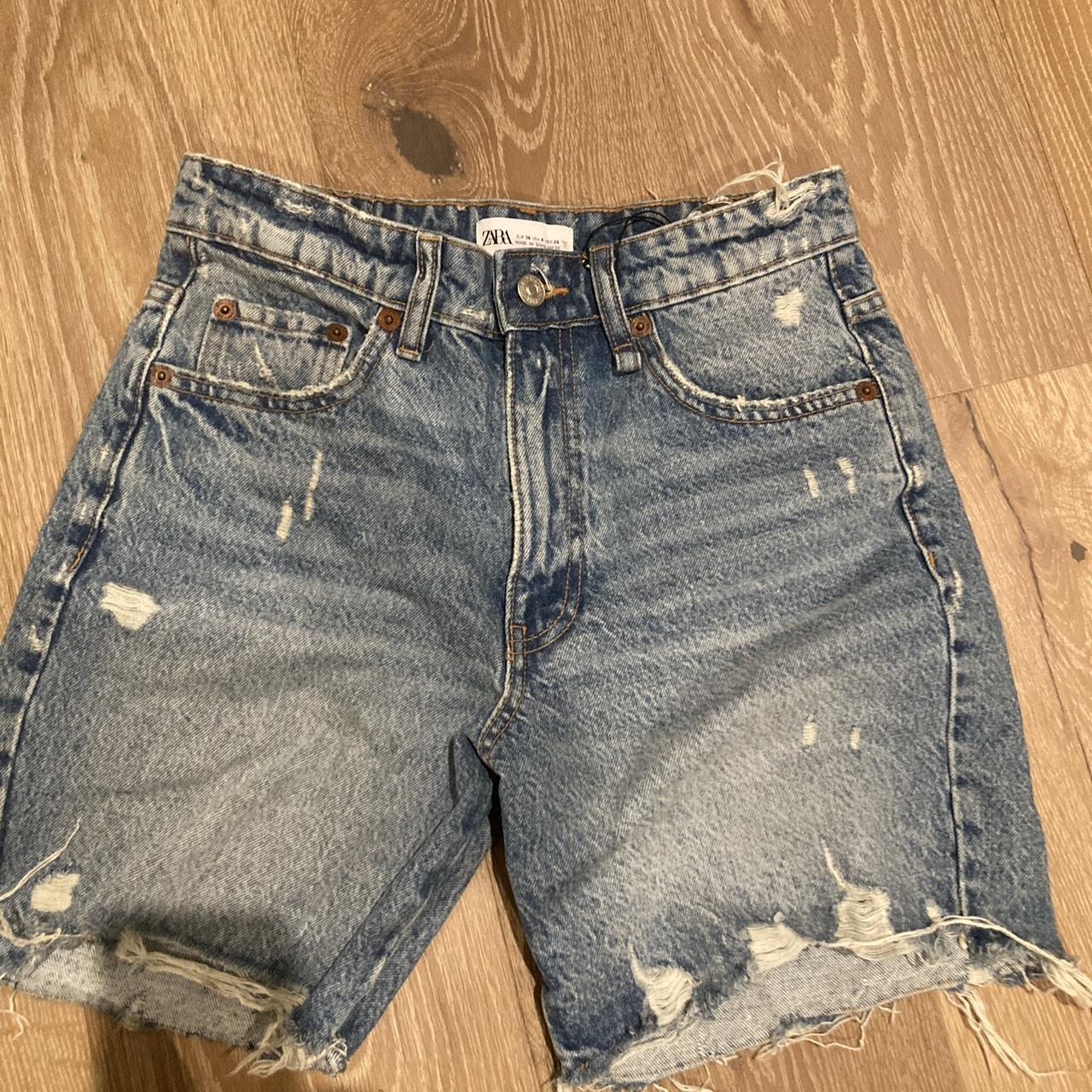 size xs distressed zara jorts NEVER WORN #jorts... - Depop