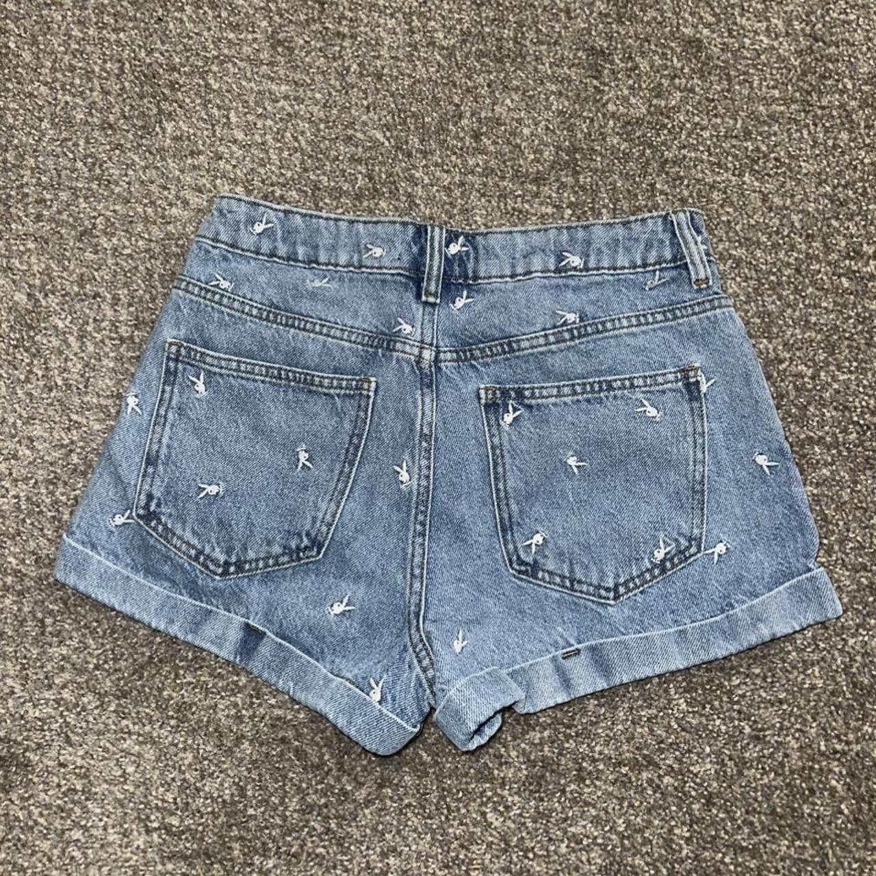 Playboy Women's Blue and White Shorts | Depop