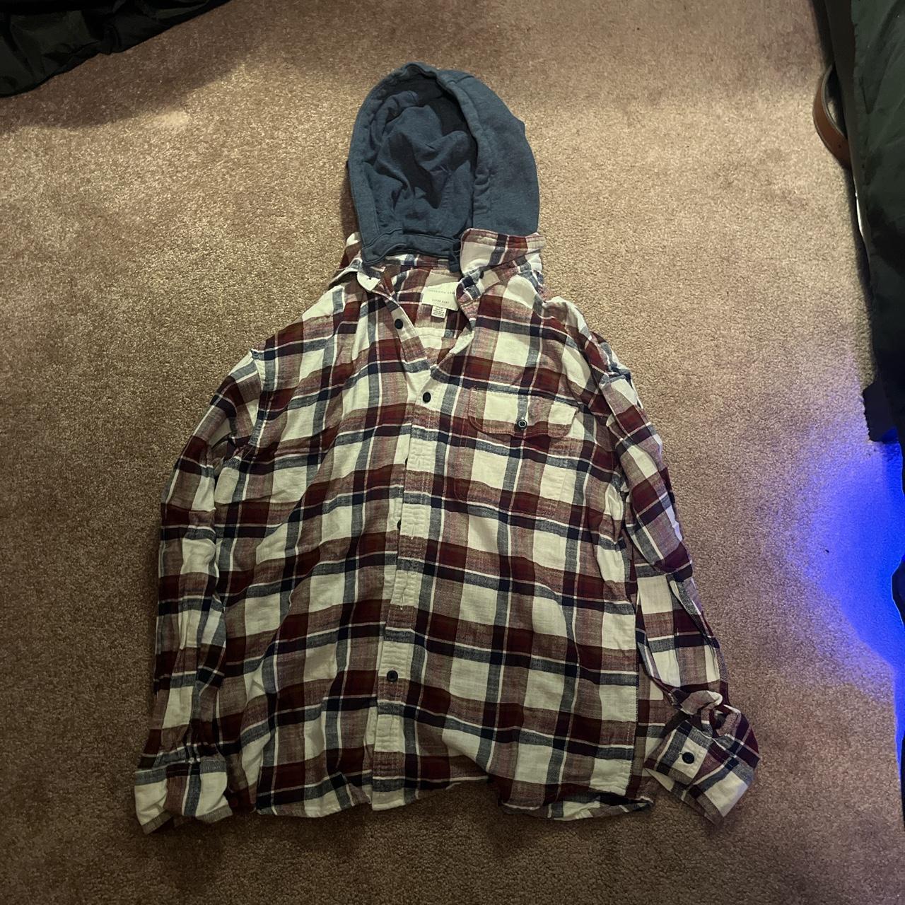 American eagle outlet flannel hoodie mens