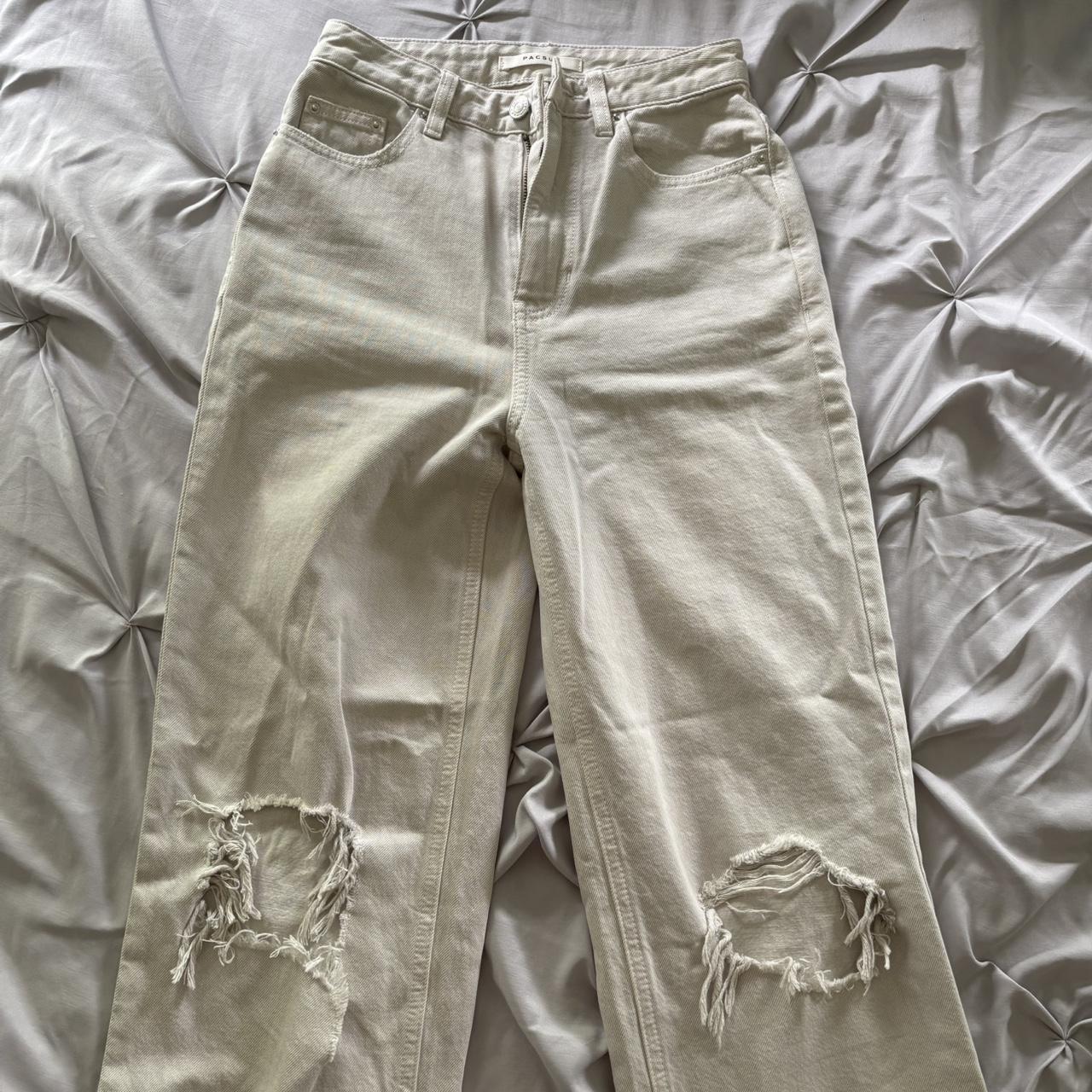 PacSun Women's Ripped Jeans White/Cream 24 – Cream, high - Main Image