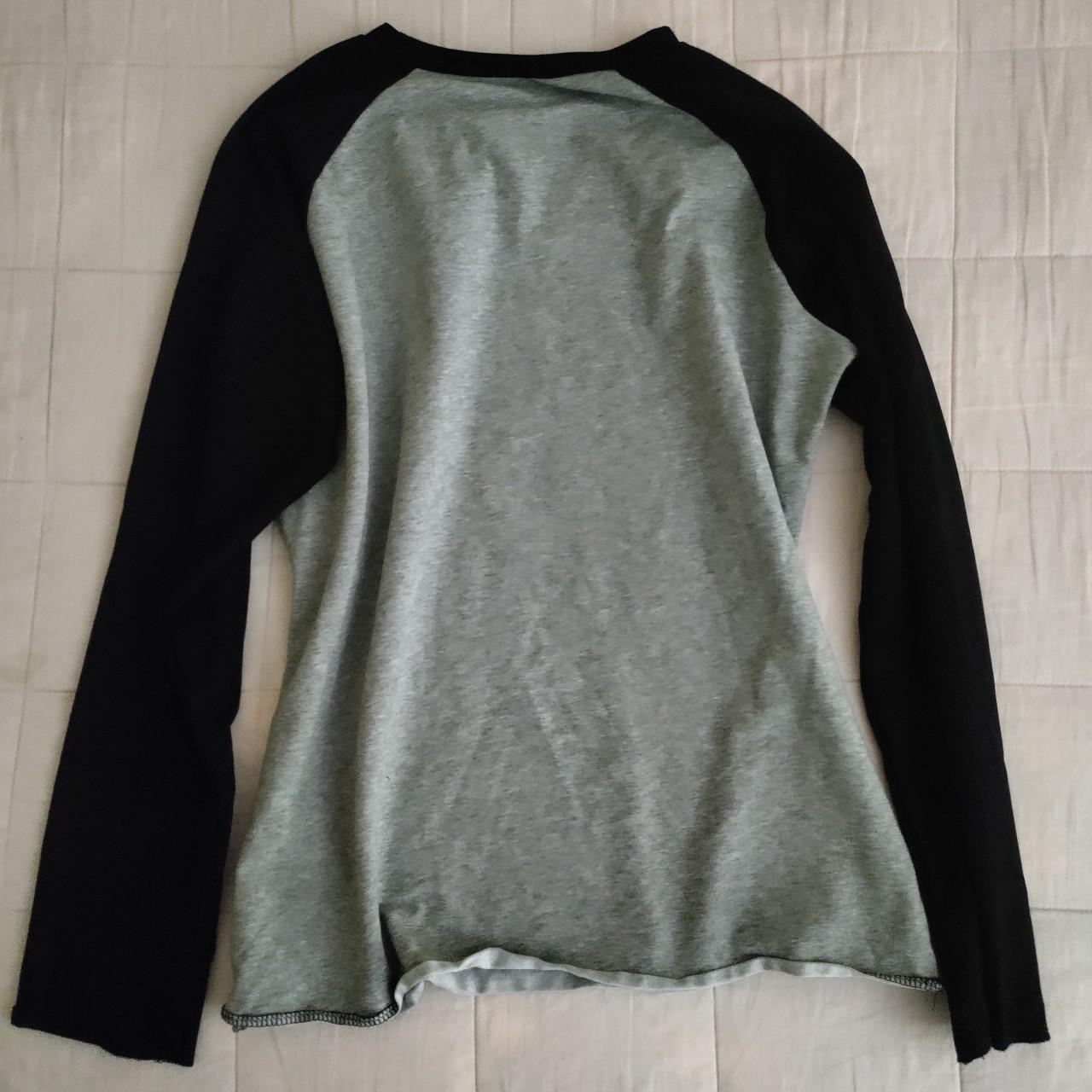 Grey & Black Skull Print Shirt Long Sleeve Flat... - Depop