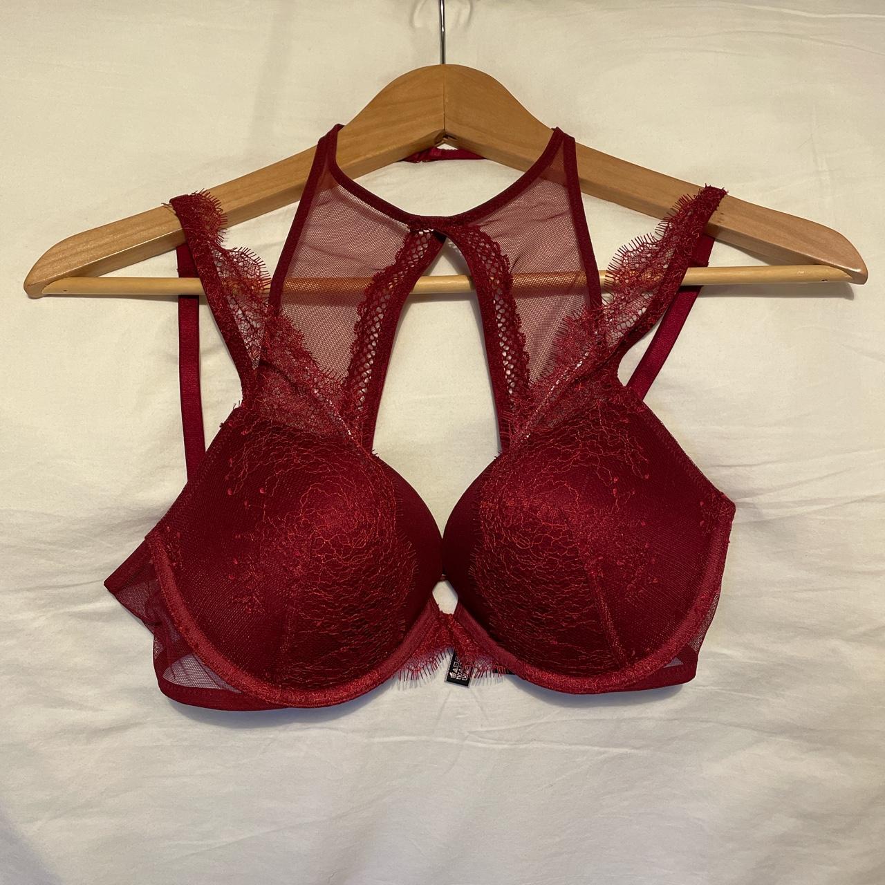 Burgundy push up lingerie bra Victorias Secret - 32D - Depop